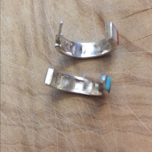 Beautiful silver earrings with inlay - Turquoise, coral, onyx, MOP - Picture 7 of 7